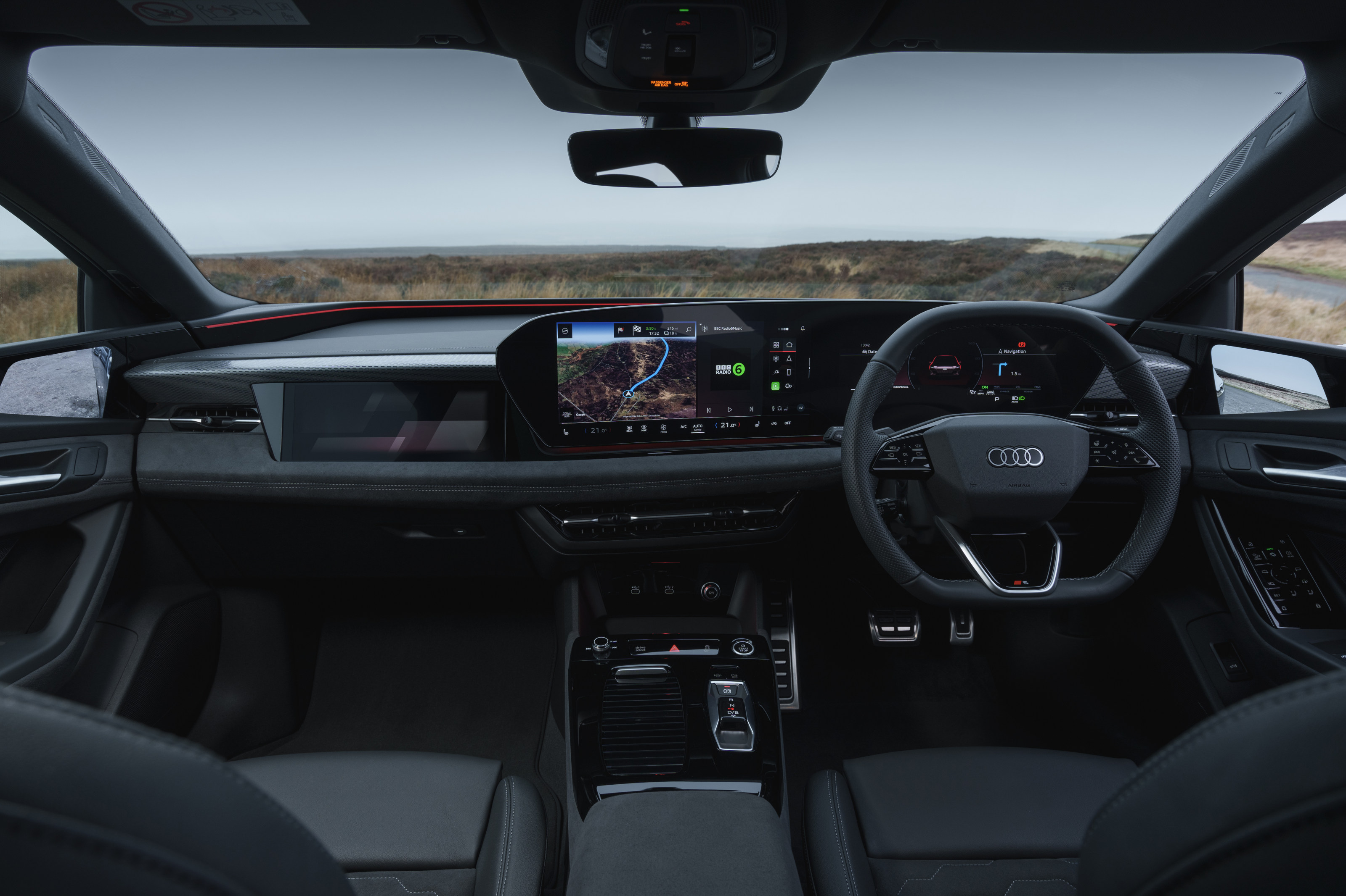Audi A6 e-tron interior, shown here with optional electronic wing mirrors