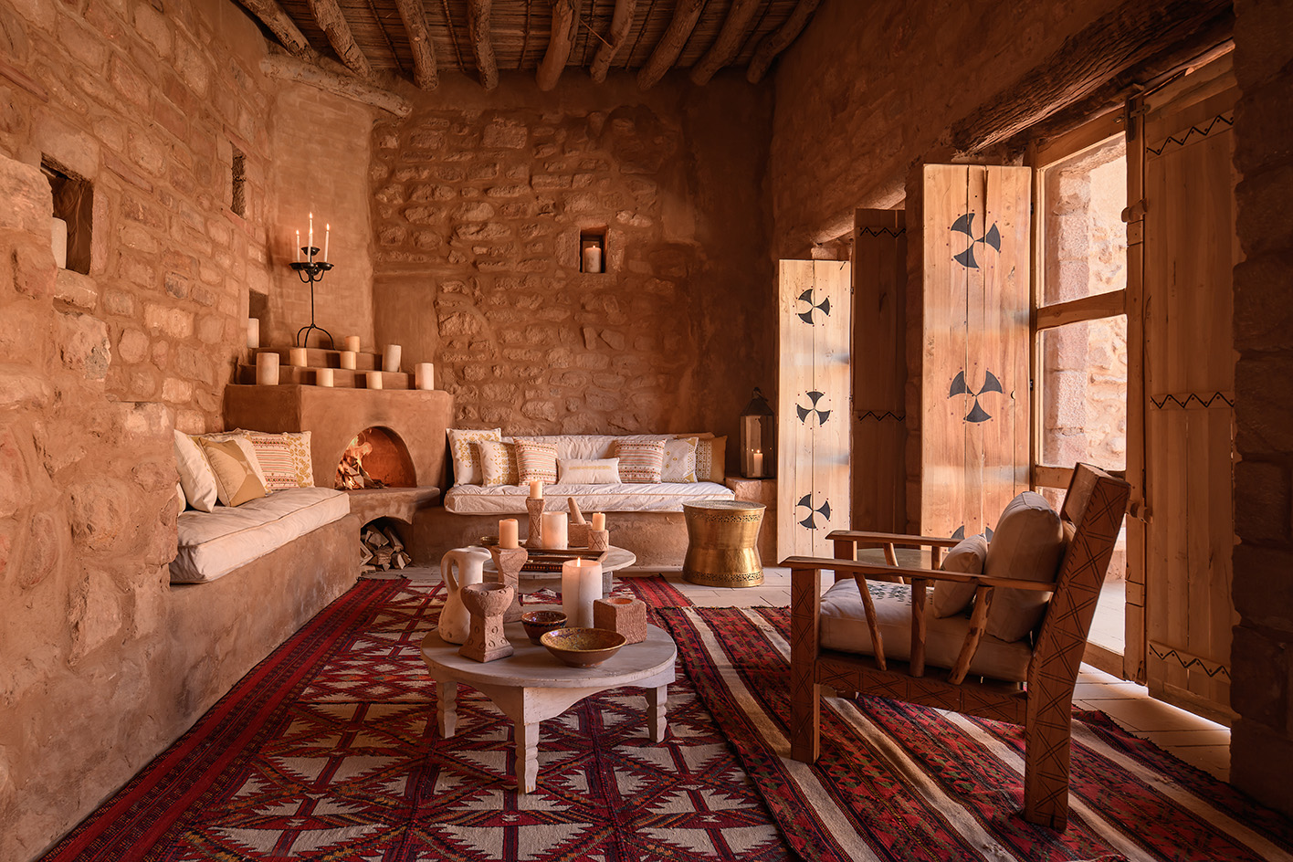 views of mud brick house with warm hues in desert building style, Bin Nouh's Courtyard House by Shahira Fahmy