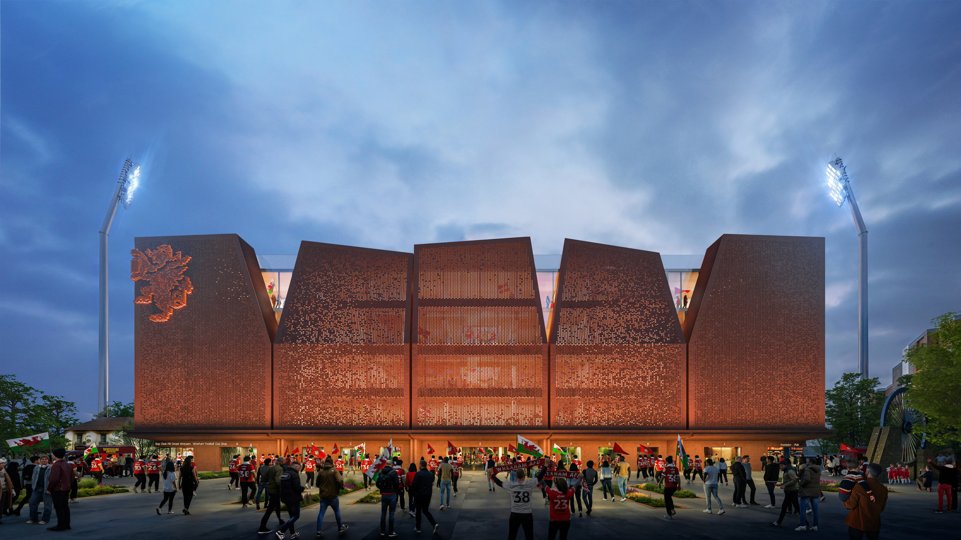 Populous's plans for Wrexham AFC's new Kop Stand