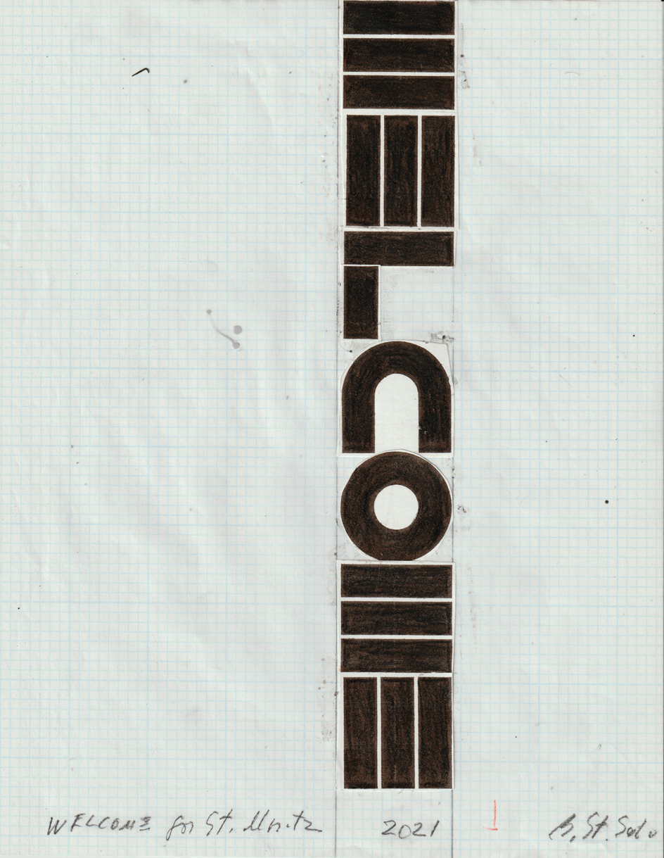 Welcome, sketch by Barbara Stauffacher Solomon, 2021