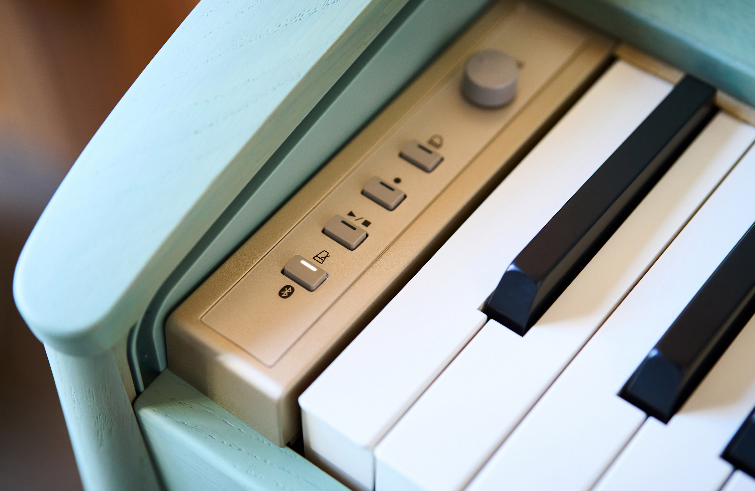 Detail of the Roland Kiyola KF-20 in Celadon Green