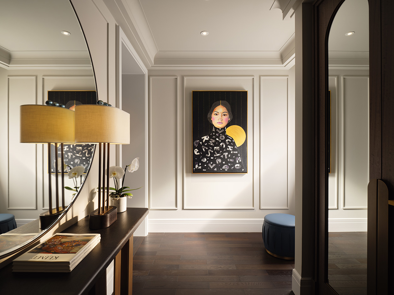 Mandarin Oriental Vienna interior of lush luxurious hotel in light tones and some warmer accents in darker neutral colours