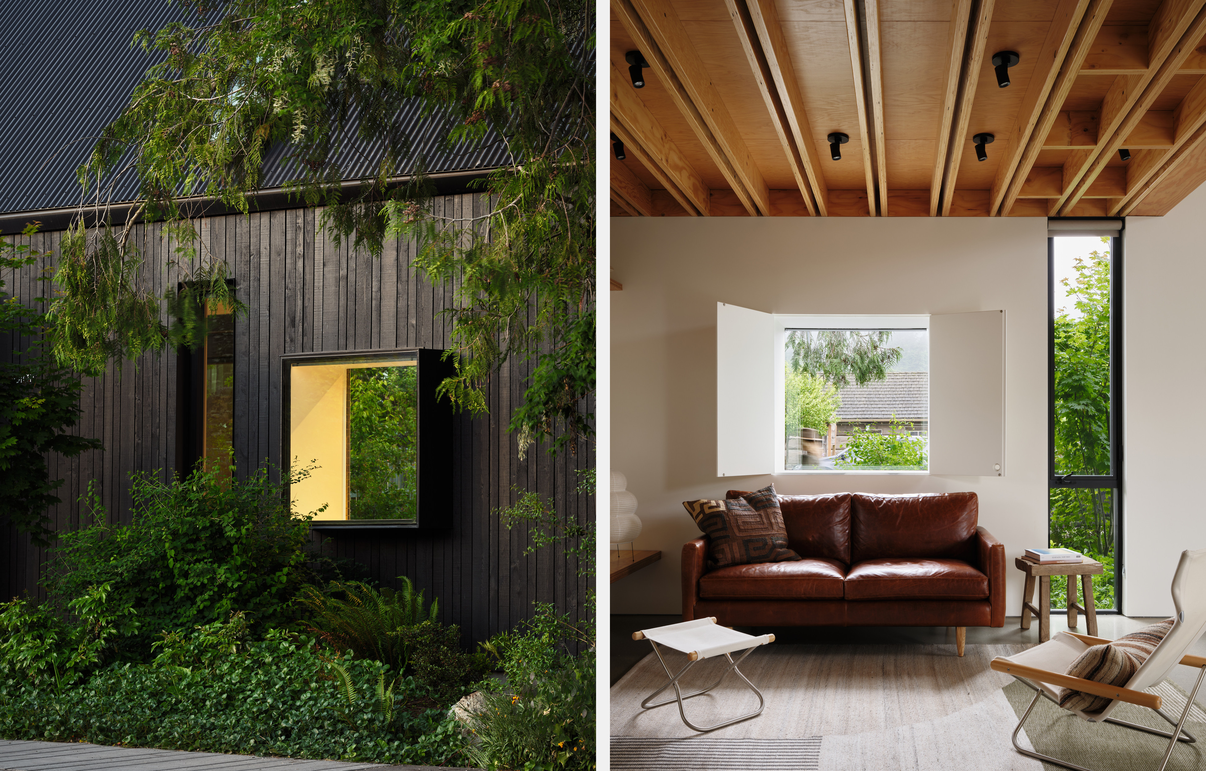 The vitrine window seen from outside and in