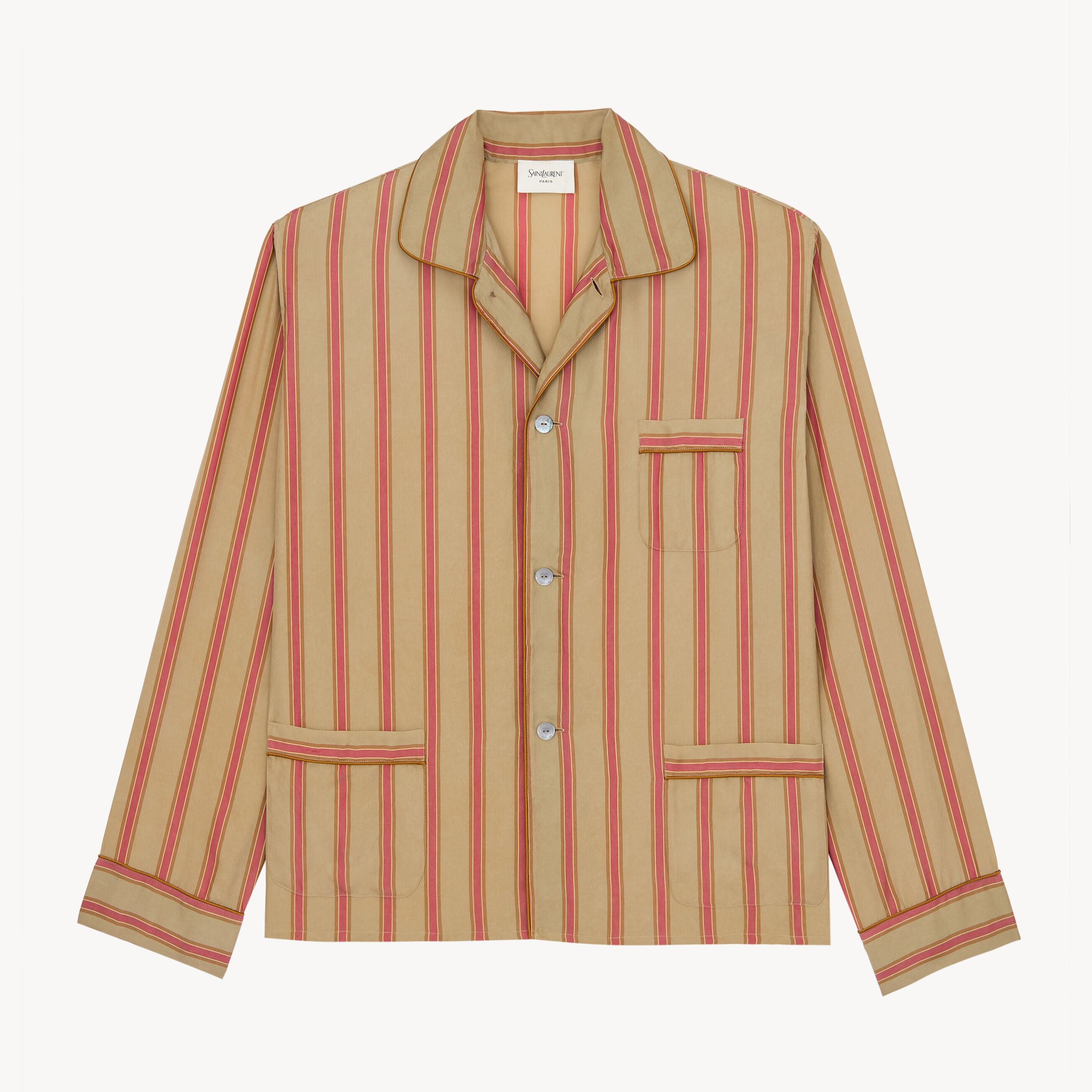 Pajama Top in Striped Cupro Twill