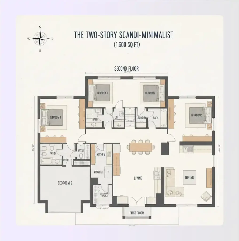Compact two-story minimalist house floor plan design Compact two-story minimalist house floor plan design