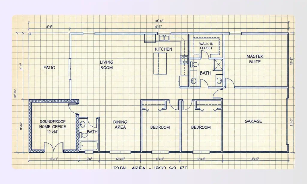 House plan featuring a dedicated soundproof home office House plan featuring a dedicated soundproof home office
