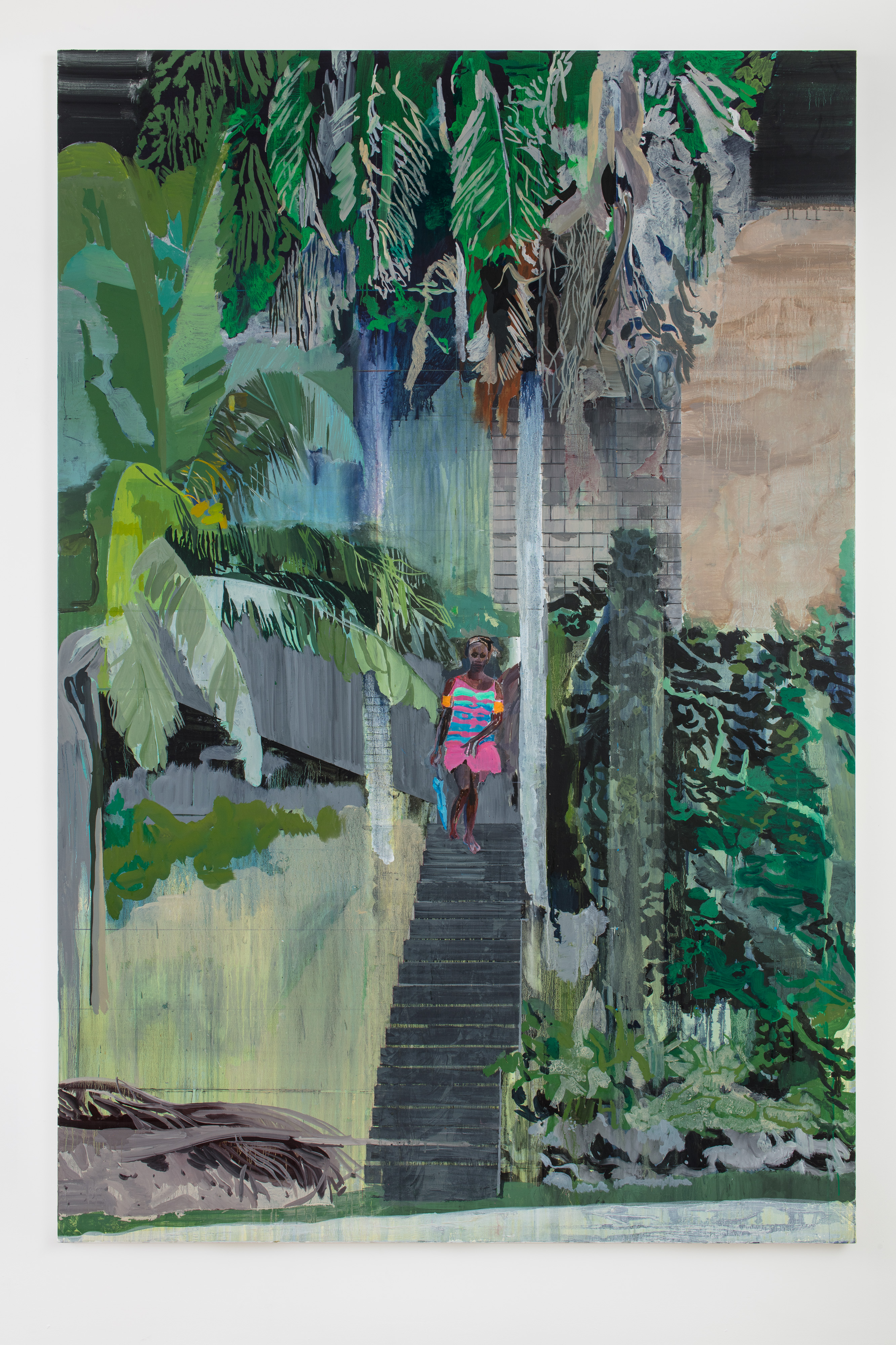 painting of girl on steps, Hurvin Anderson, Maracus III, 2004