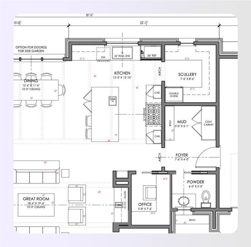 Single-story modern accessible home with wide central hallway plan 