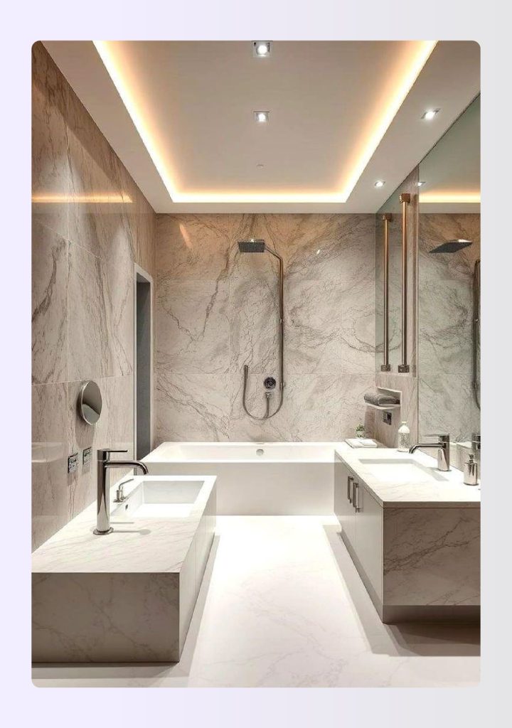 Five-fixture large executive bathroom