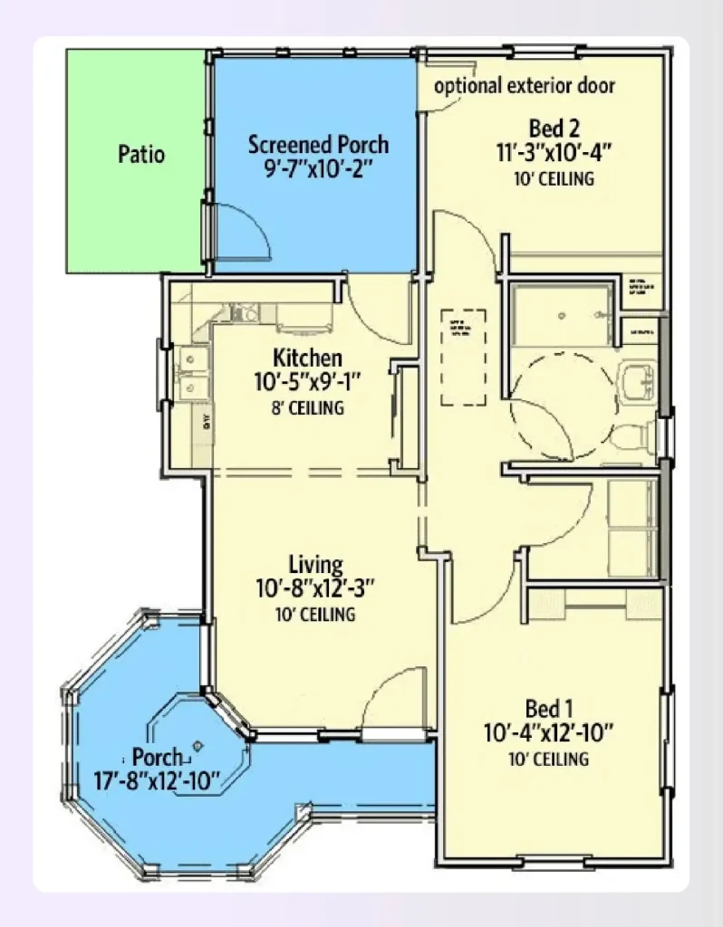 Accessible senior cottage floor plan, one bedroom Accessible senior cottage floor plan, one bedroom