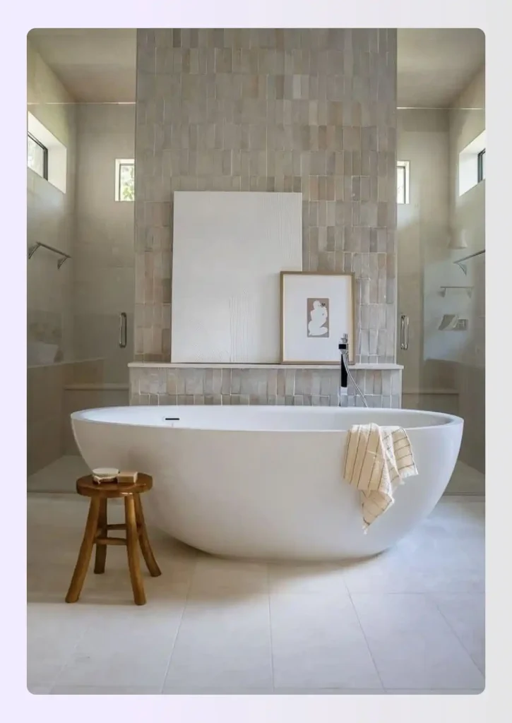 Layout showing a freestanding tub acting as a focal point