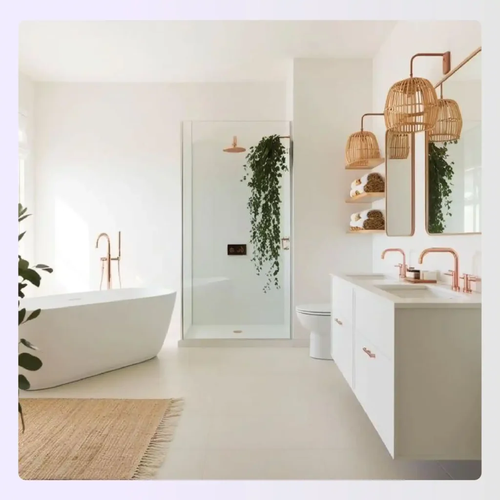 Floor plan emphasizing a floating vanity and open floor area