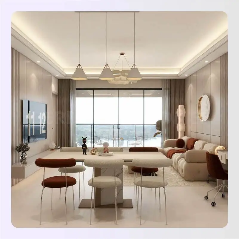 Square condo unit with centred living area 