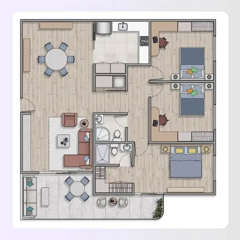 Three-bedroom family condo with large kitchen