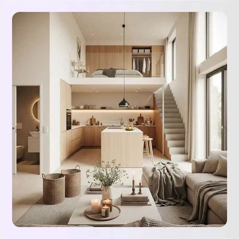 Loft-style condo with sleeping mezzanine above open ground floor living