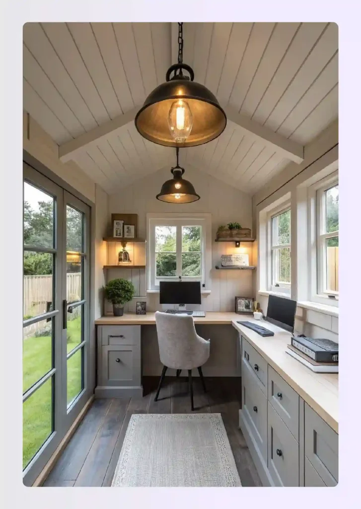 Work-from-home small house floor plan with a dedicated home office alcove