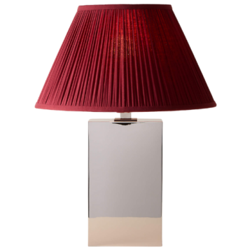 Carmichael Large Polished Nickel Table Lamp with Pleated Burgundy Shade