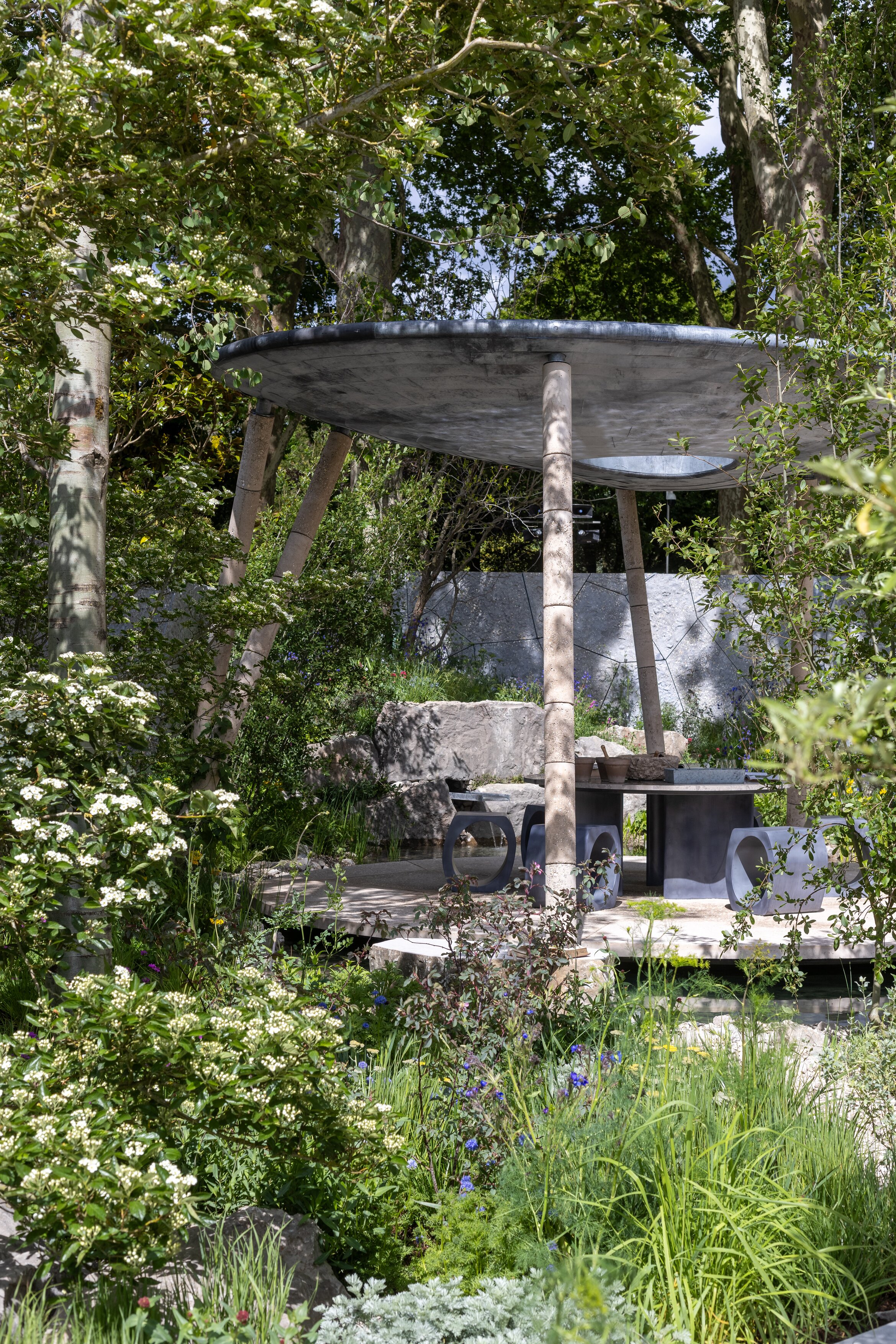 The Eden Project: Bring Me Sunshine Garden. Designed by Harry Holding and Alex Michaelis. Show Garden. RHS Chelsea Flower Show 2026. Site no. 325